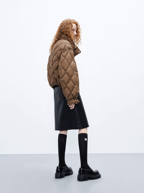 High Collar Cropped Down Jacket