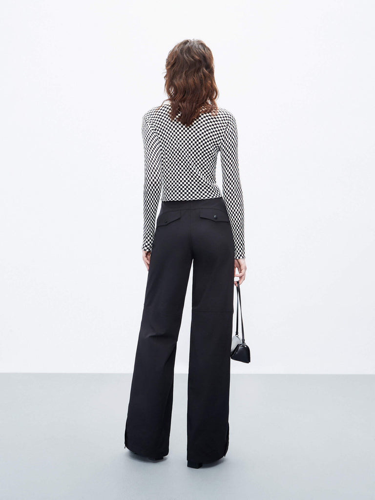 MO&Co. Women's Plaid Jacquard Long Sleeve Crop Cardigan
