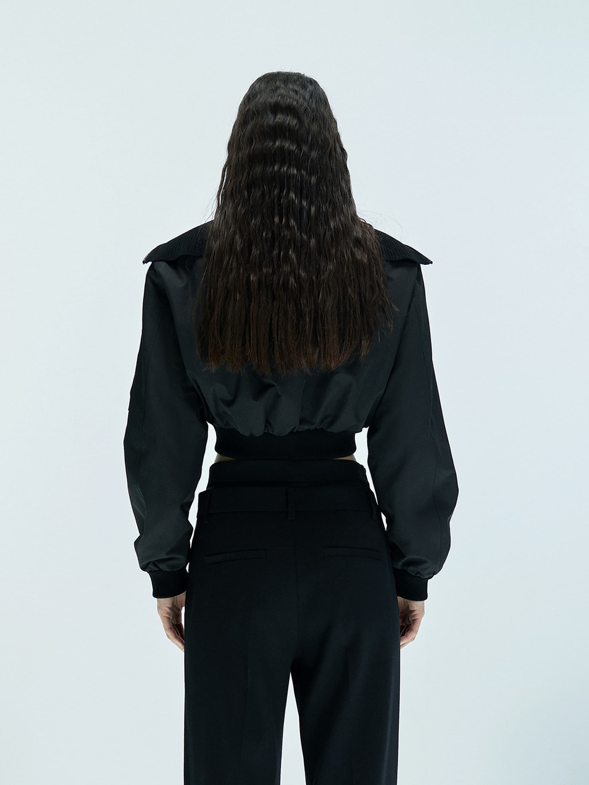 MO&Co. X Coperni Collection | Women's Cutout Detail Cropped Jacket in Black