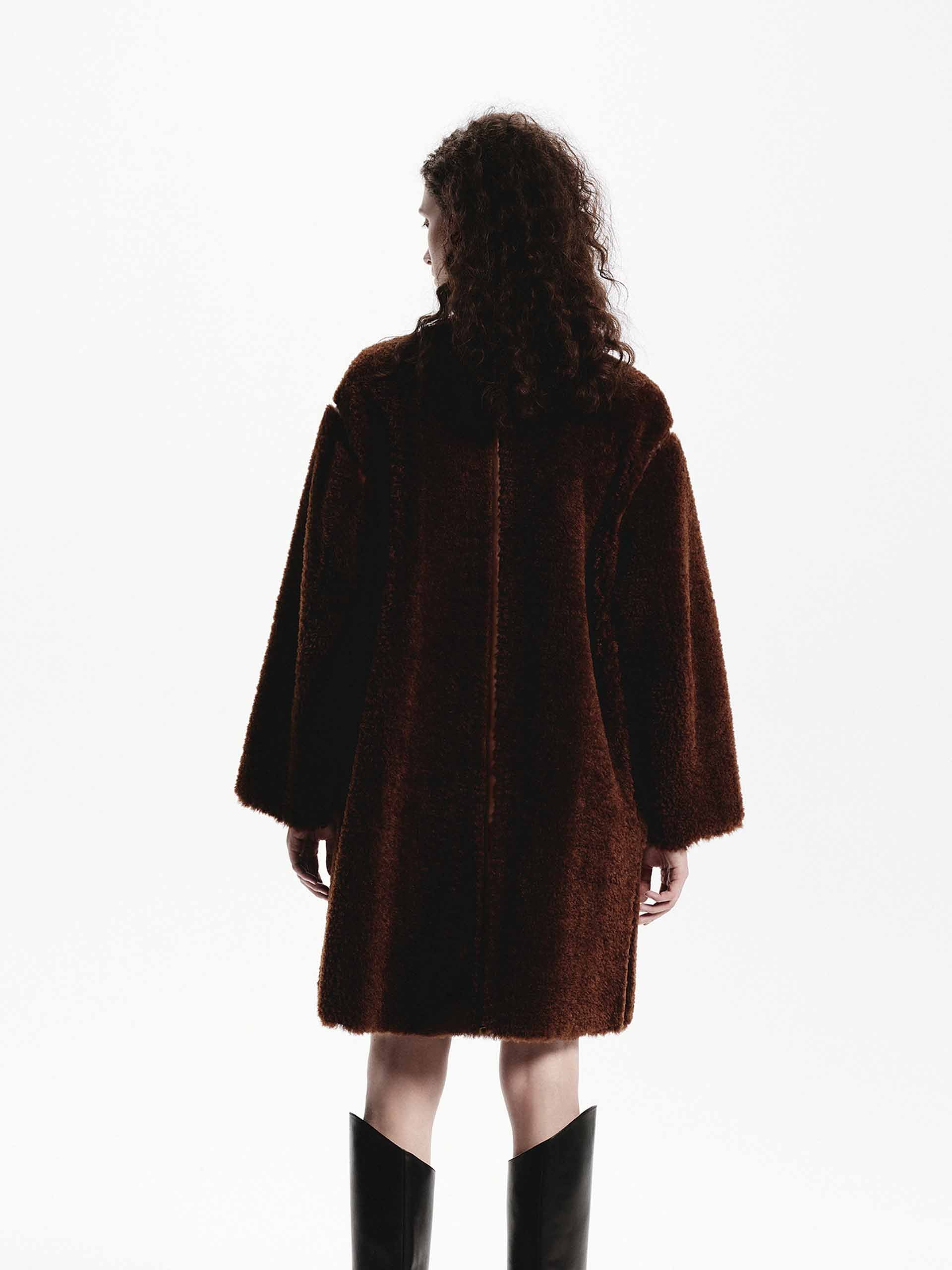 MO&Co. Women's Faux Shearling Midi Coat