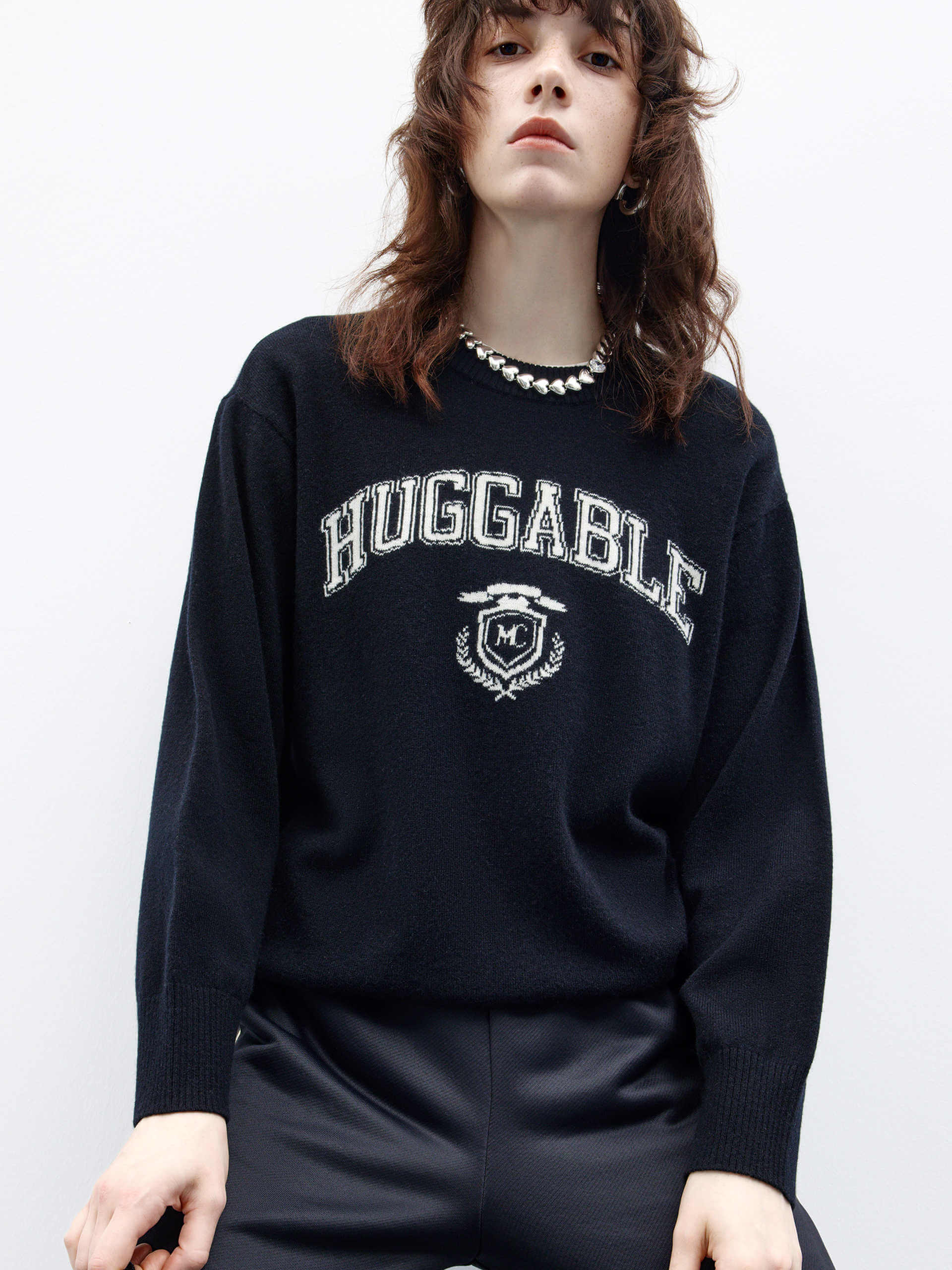 Letter Jacquard Wool Sweater - Main Image