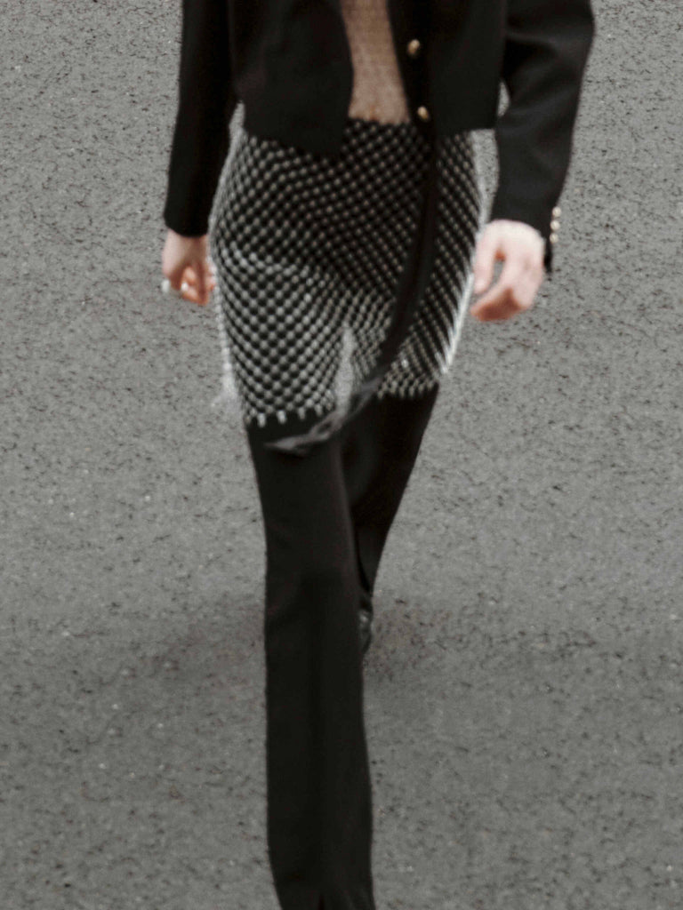MO&Co. Women's Black High Waist Slit Detail Flared Trousers