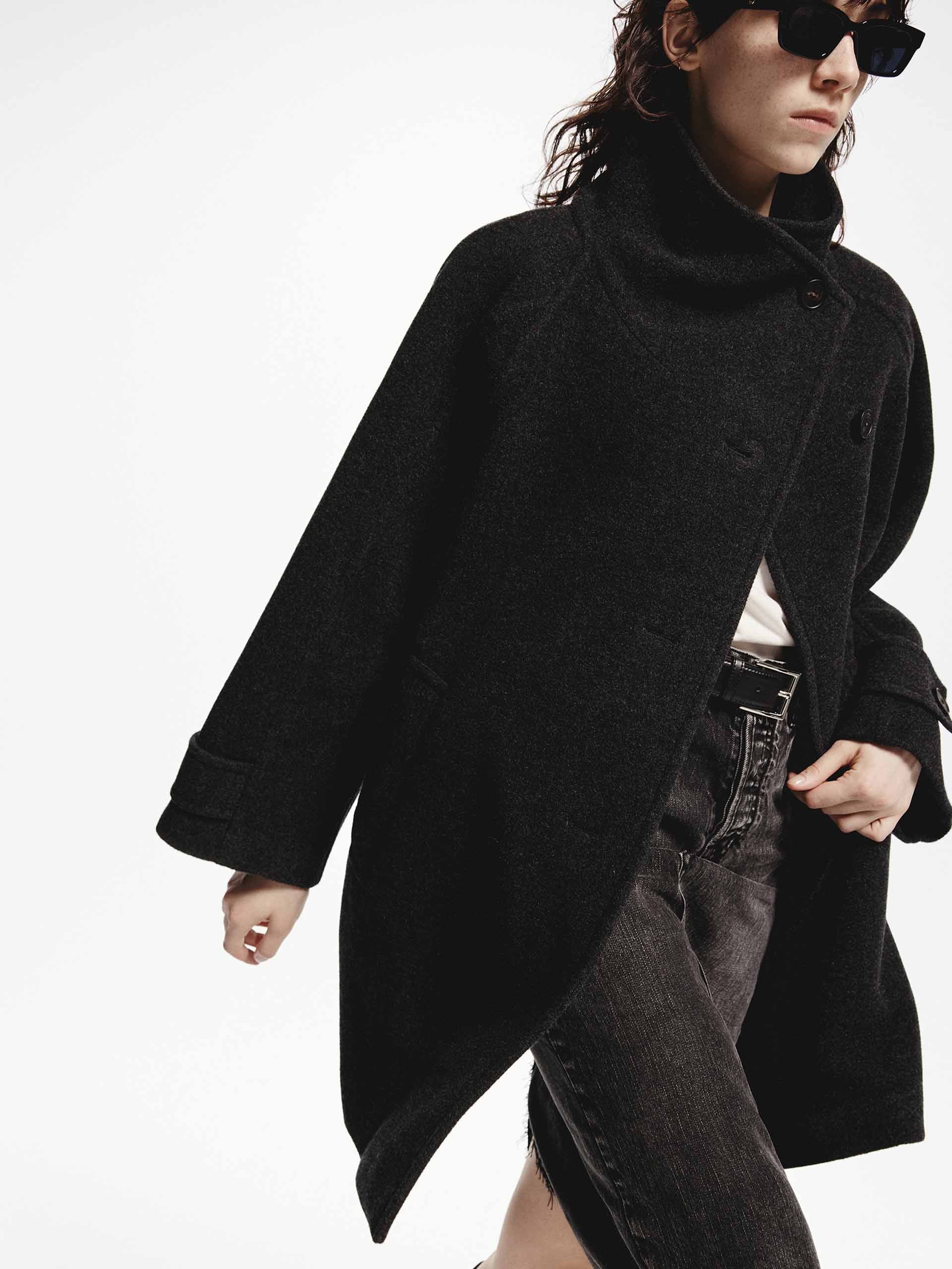 MO&Co. Women's Loose Midi Wool Coat