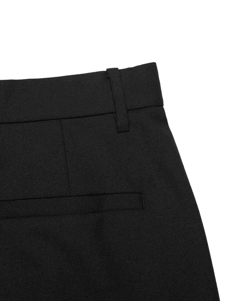 MO&Co. Women's Wool Blend Wide Leg Cargo Trousers in Black