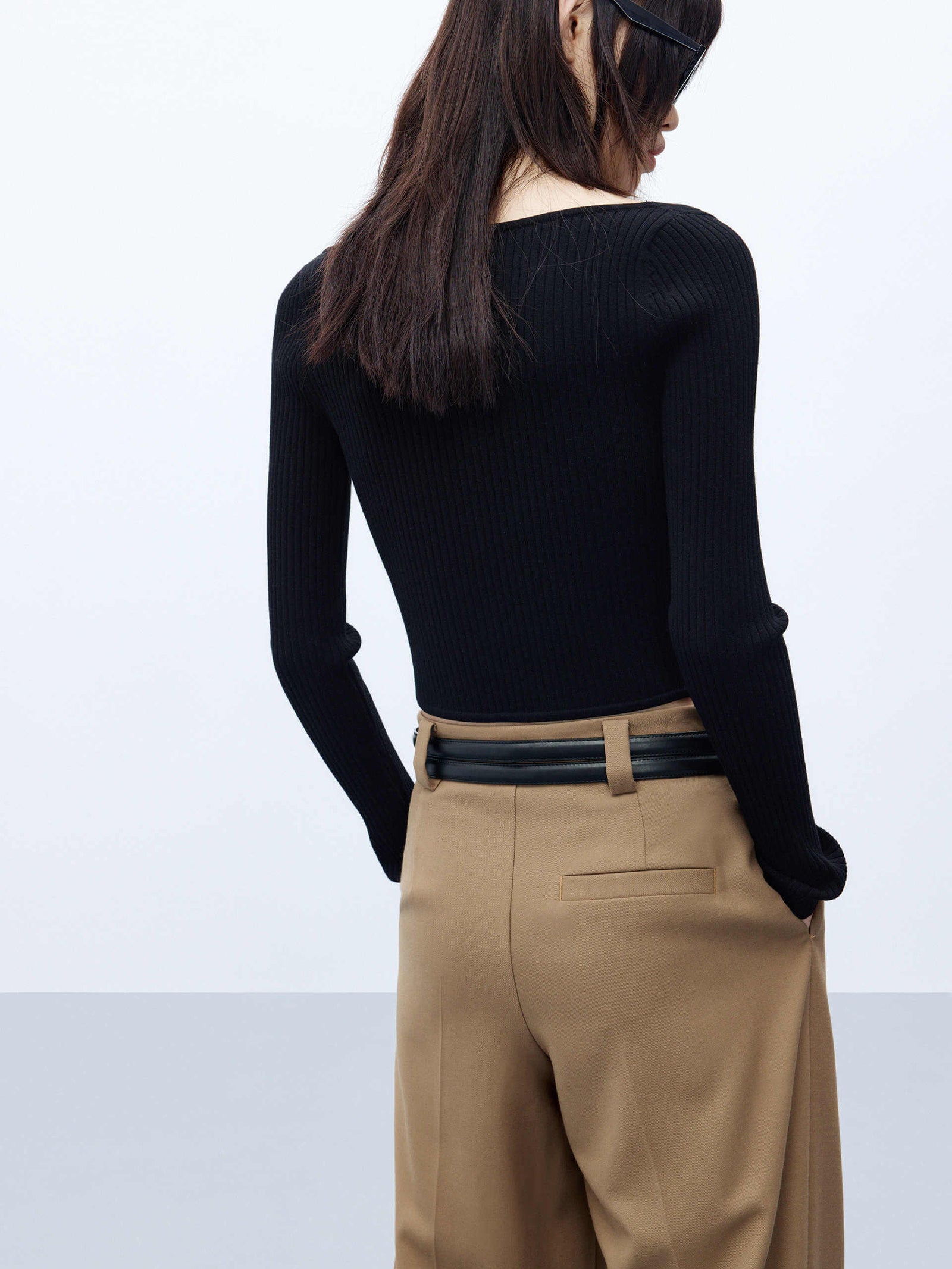 Stretch Wool Blend Flat Front Pant