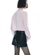 MO&Co. Noir Women's Pure Silk Ruffle Blouse Shirt with Camisole in Pink