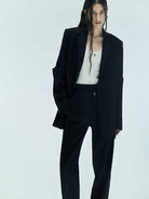 MO&Co. X Coperni Collection | Women's Paneled Detail Tailored Black Blazer