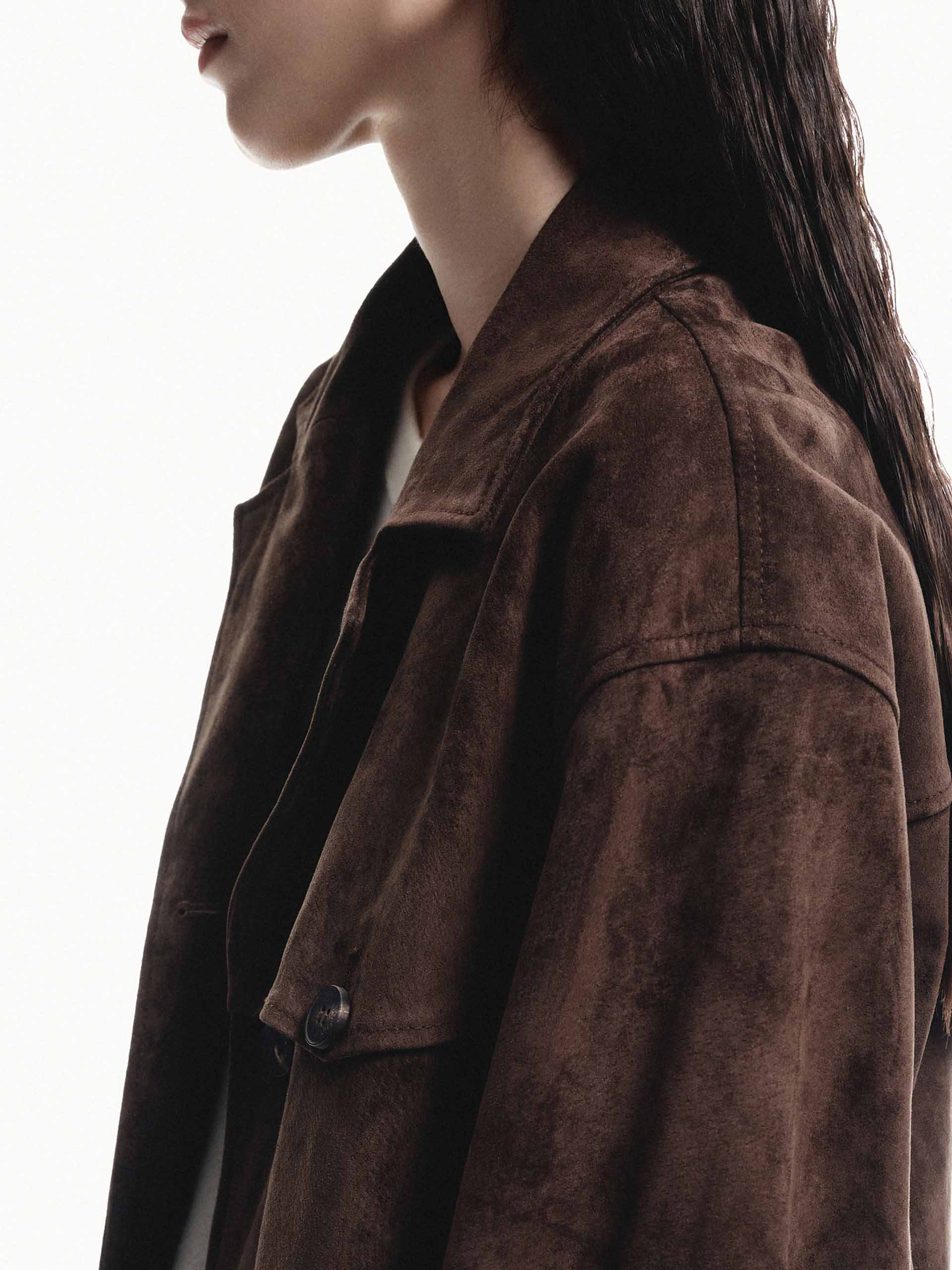 MO&Co. Women's Front Pocket Suede Coat