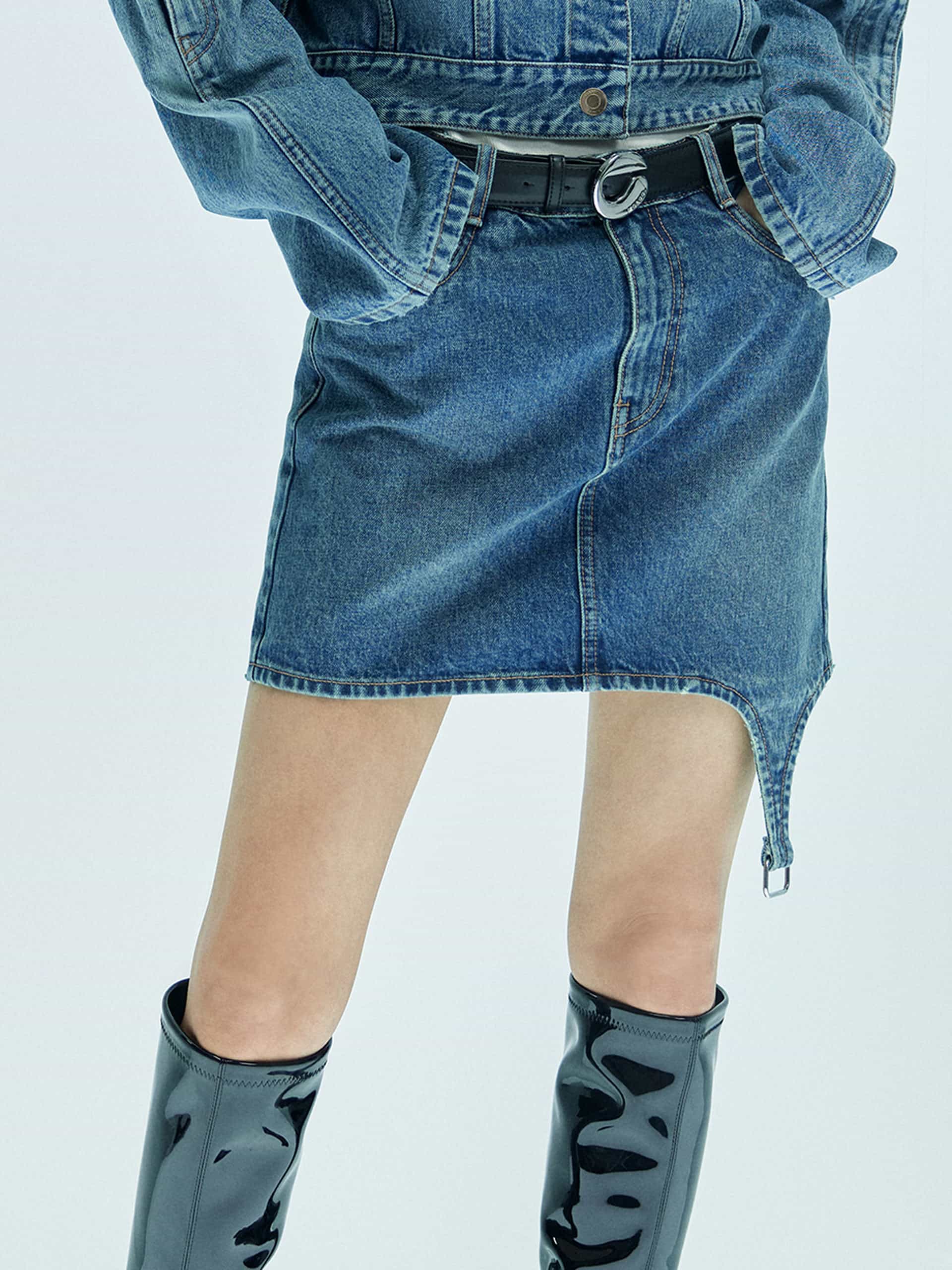 MO&Co. X Coperni Collection | Women's Asymmetric Denim Mini