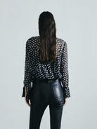 MO&Co. Noir Women's Polka Dot Long Sleeves Silk Shirt 