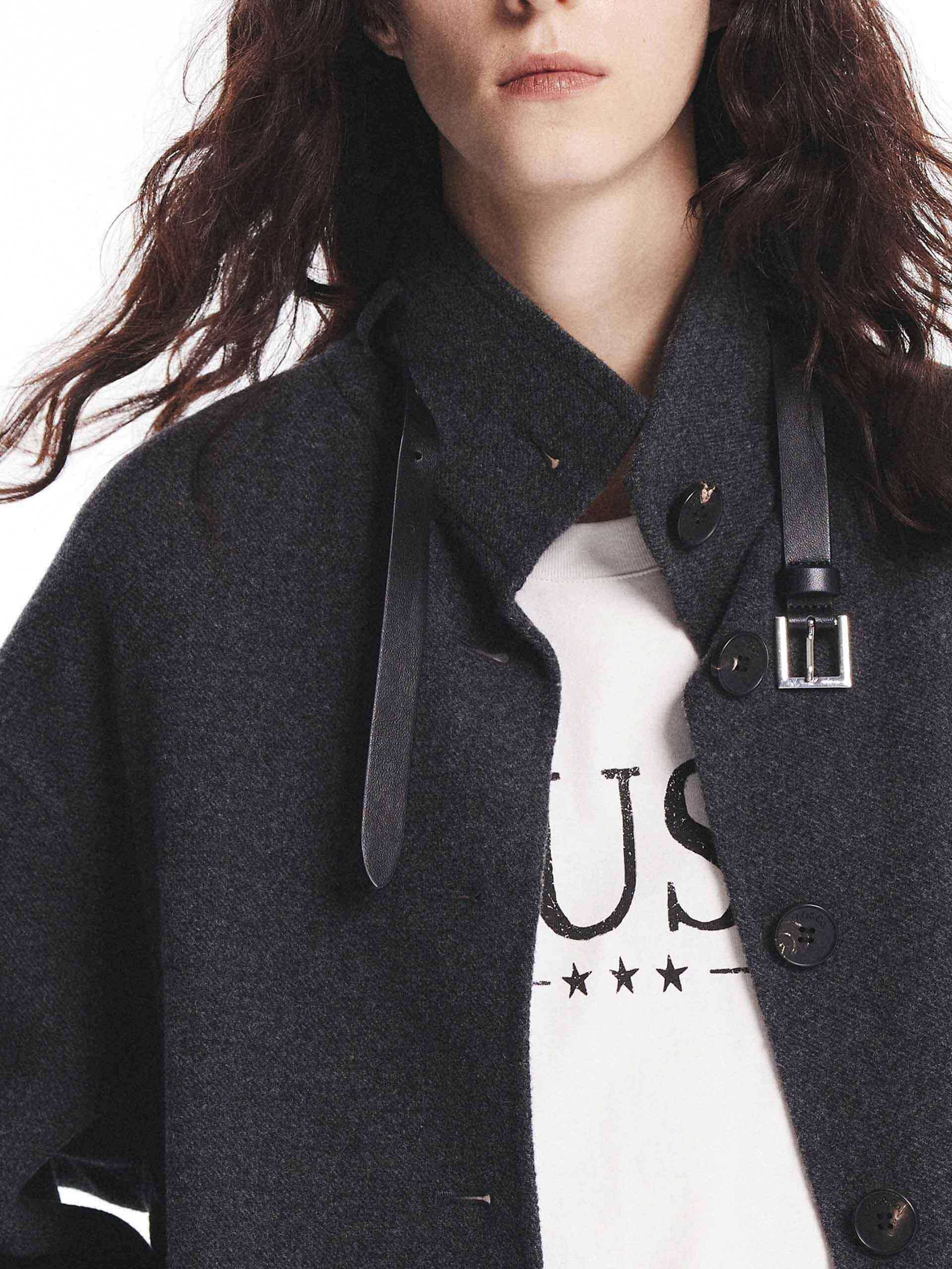 MO&Co. Women's Buckle Detail Wool Coat