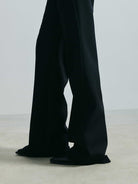 MO&Co. Noir Women's 100% Merino Wool Wide Leg Pants in Black