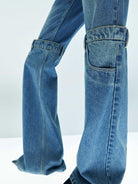 MO&Co. X Coperni Collection | Women's Paneled Straight Leg Blue Jeans