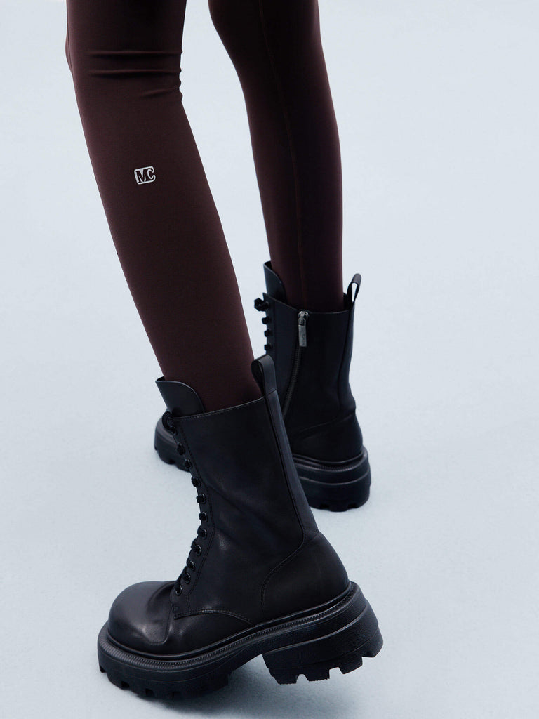MO&Co. Women's Seam Detail Sports Leggings Activewear in Brown