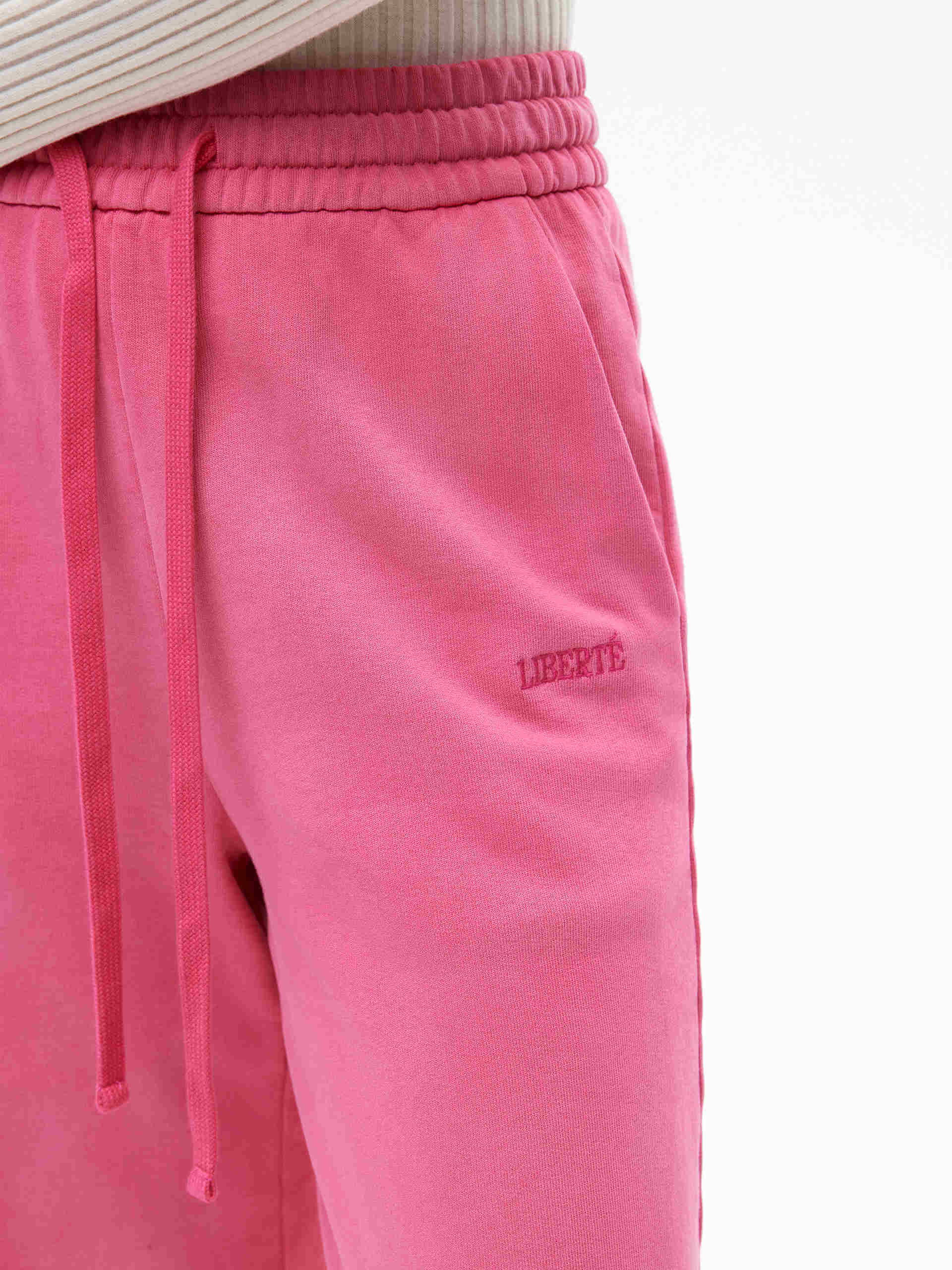 MO&Co. Women's Retro Drawstring Waist Causal Sweatpants with Dip Dye in Pink