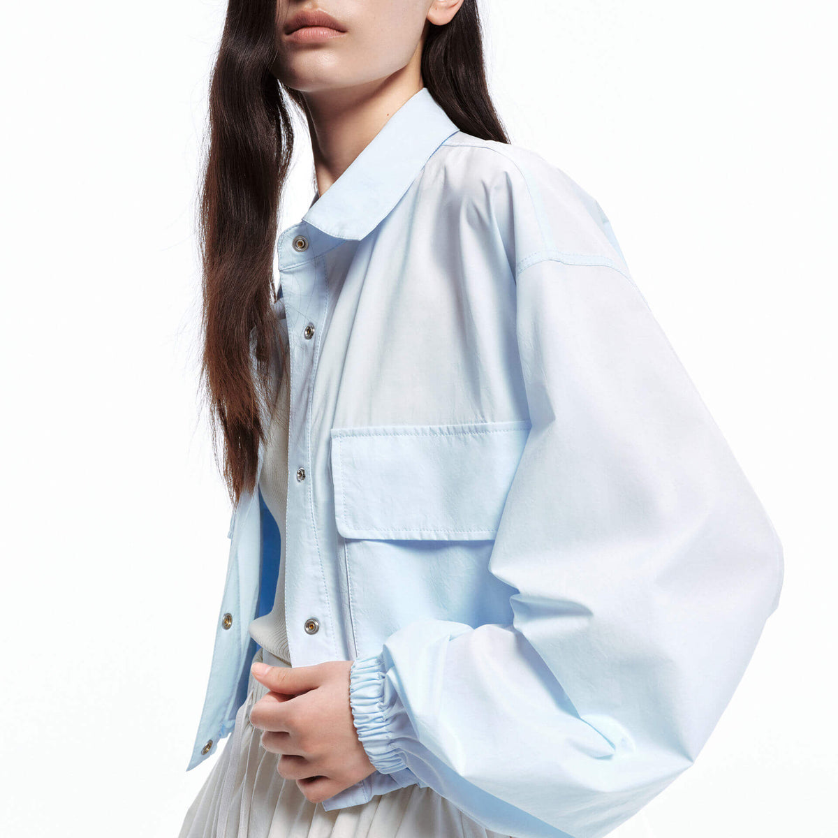 MO&Co. Women's Drawstring Hem Cropped Jacket