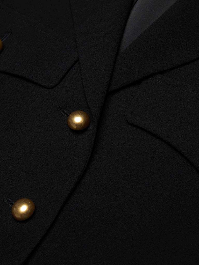 MO&Co. Women's Metallic Button Boxy Cropped Jacket in Black