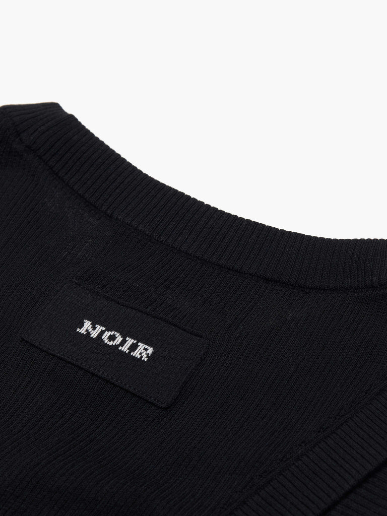 MO&Co. Noir Women's Black Ribbed Tank Top in Black | Versatile and Stylish crafted from a soft organic cotton-blend jersey with a slim stretchy ribbed tight fit. 