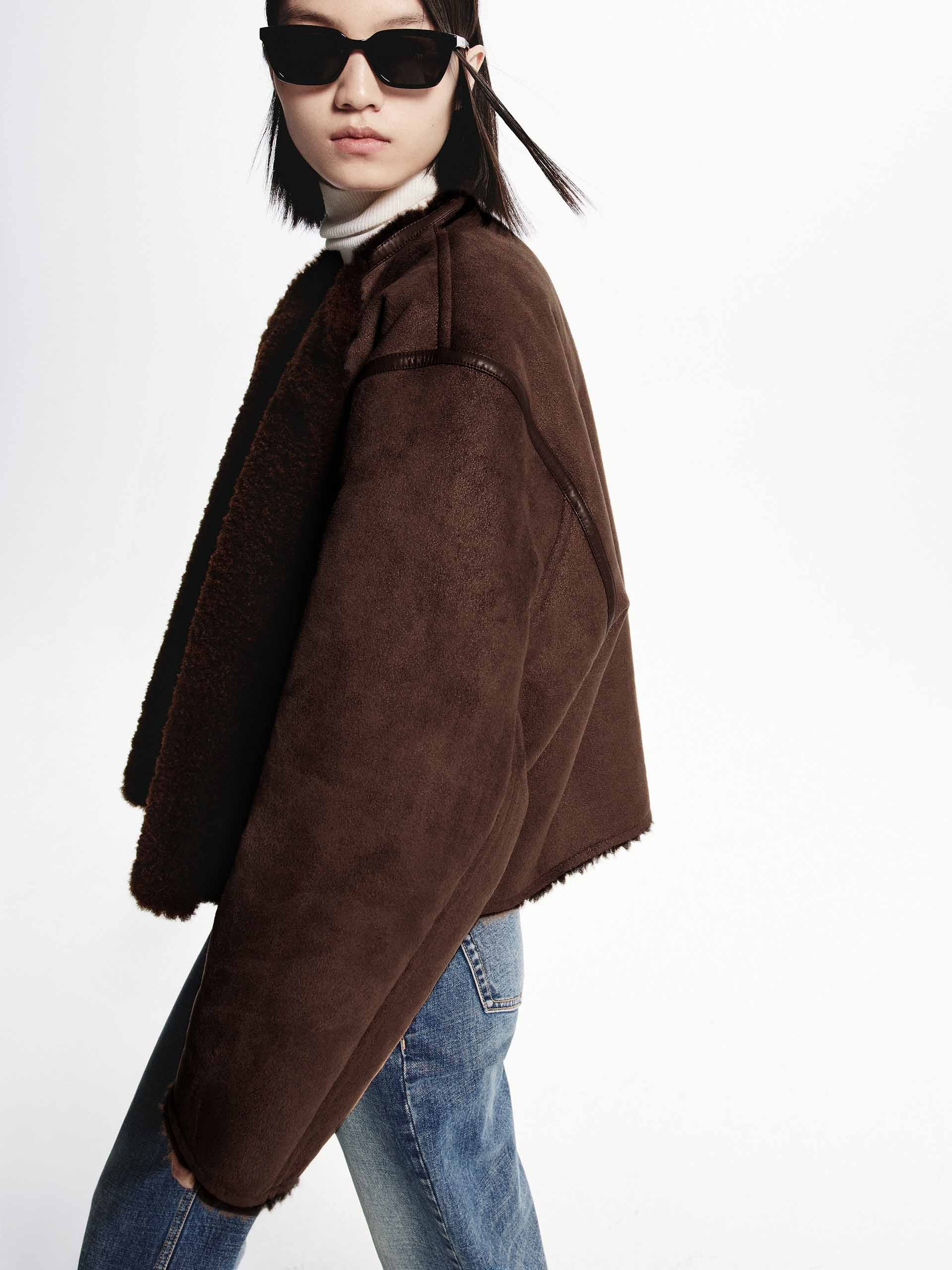 【moco】 MO&Co. Women's Shearling Cropped Jacket