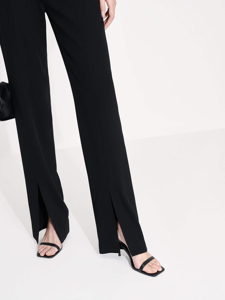 MO&Co. Women's Tailored Straight Leg Slit Black Pants