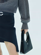 MO&Co. X Coperni Collection | Asymmetric Black Mini Skirt with Belt