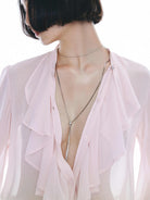 MO&Co. Noir Women's Pure Silk Ruffle Blouse Shirt with Camisole in Pink