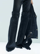 MO&Co. X Coperni Collection | Women's Paneled Straight Leg Black Jeans