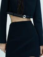 MO&Co. X Coperni Collection | Women's Belted Hem Cropped Jacket in Black