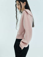 MO&Co. X Coperni Collection | Women's Wide Lapel Zip Detail Pullover in Pink