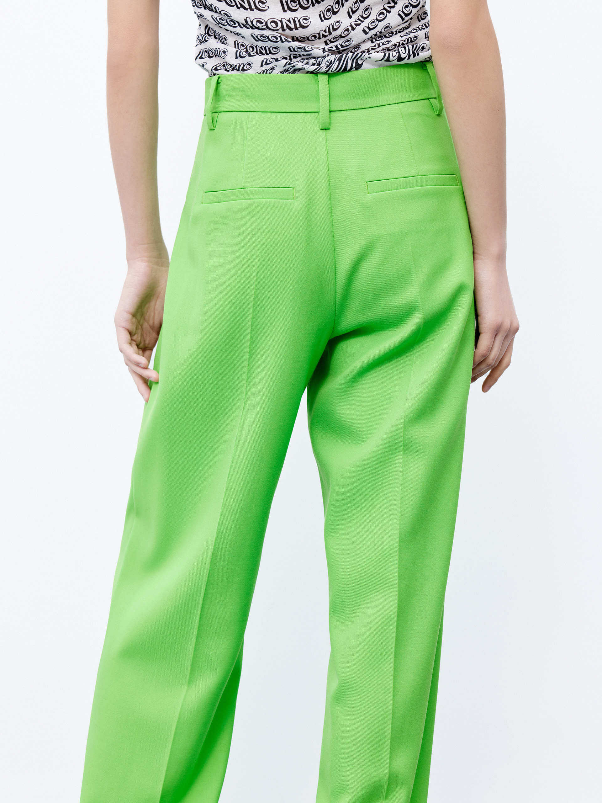 MO&Co. Women's High-rise Tailored Pleated Suit Pants in Green