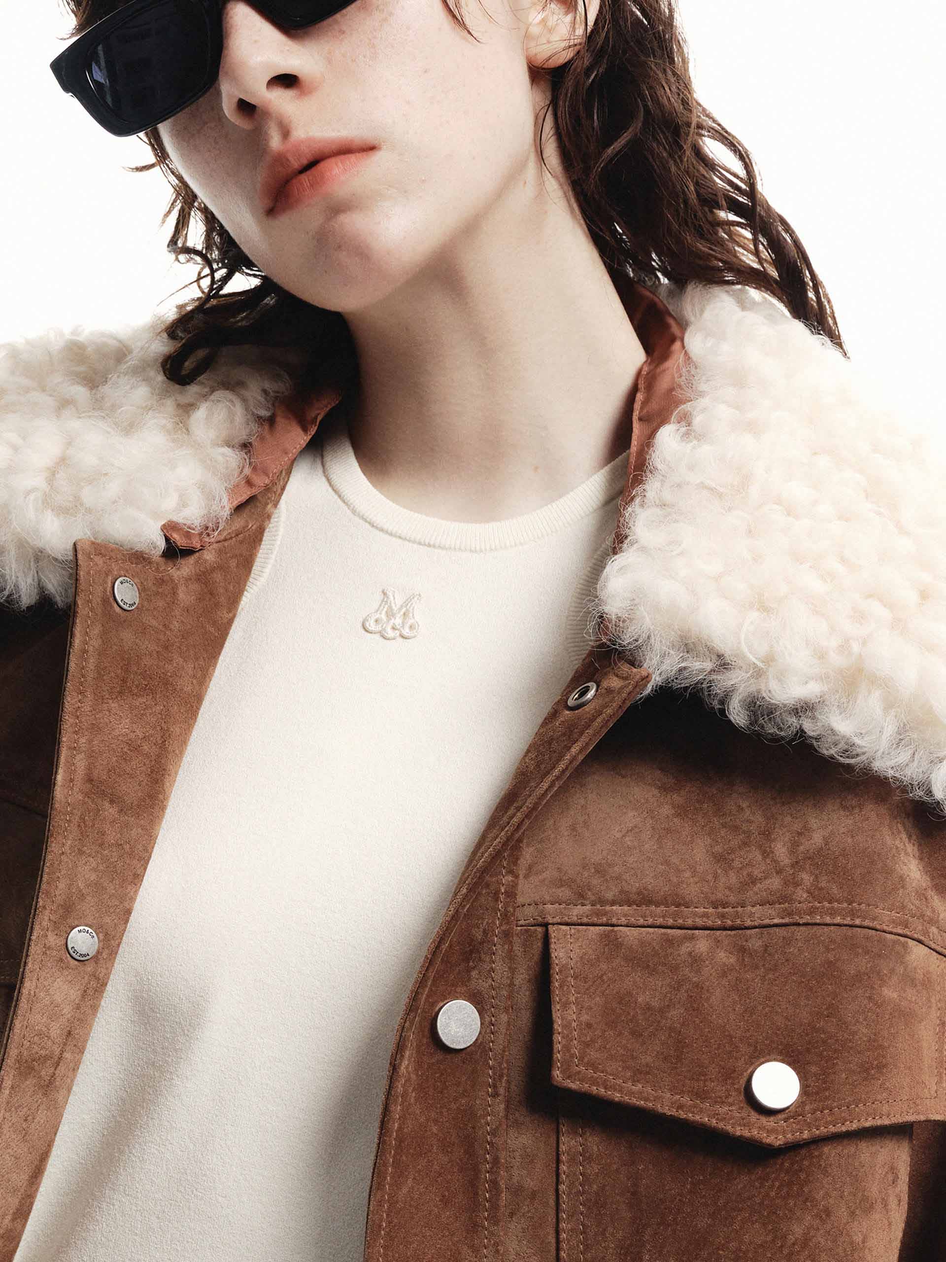 MO&Co. Women's Faux Suede Cropped Jacket