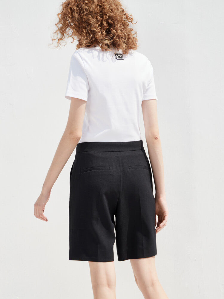     MBB2SOTT06W08_detail_0520220331113635  1920 × 2560 px  MO&Co. Women's Side Button Midi Shorts Loose Casual Streetwear Summer