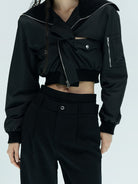 MO&Co. X Coperni Collection | Women's Cutout Detail Cropped Jacket in Black