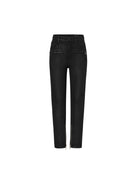 MO&Co. Noir Women's Multi Pockets Zipper Detail Skinny Jeans in Black with Cashmere