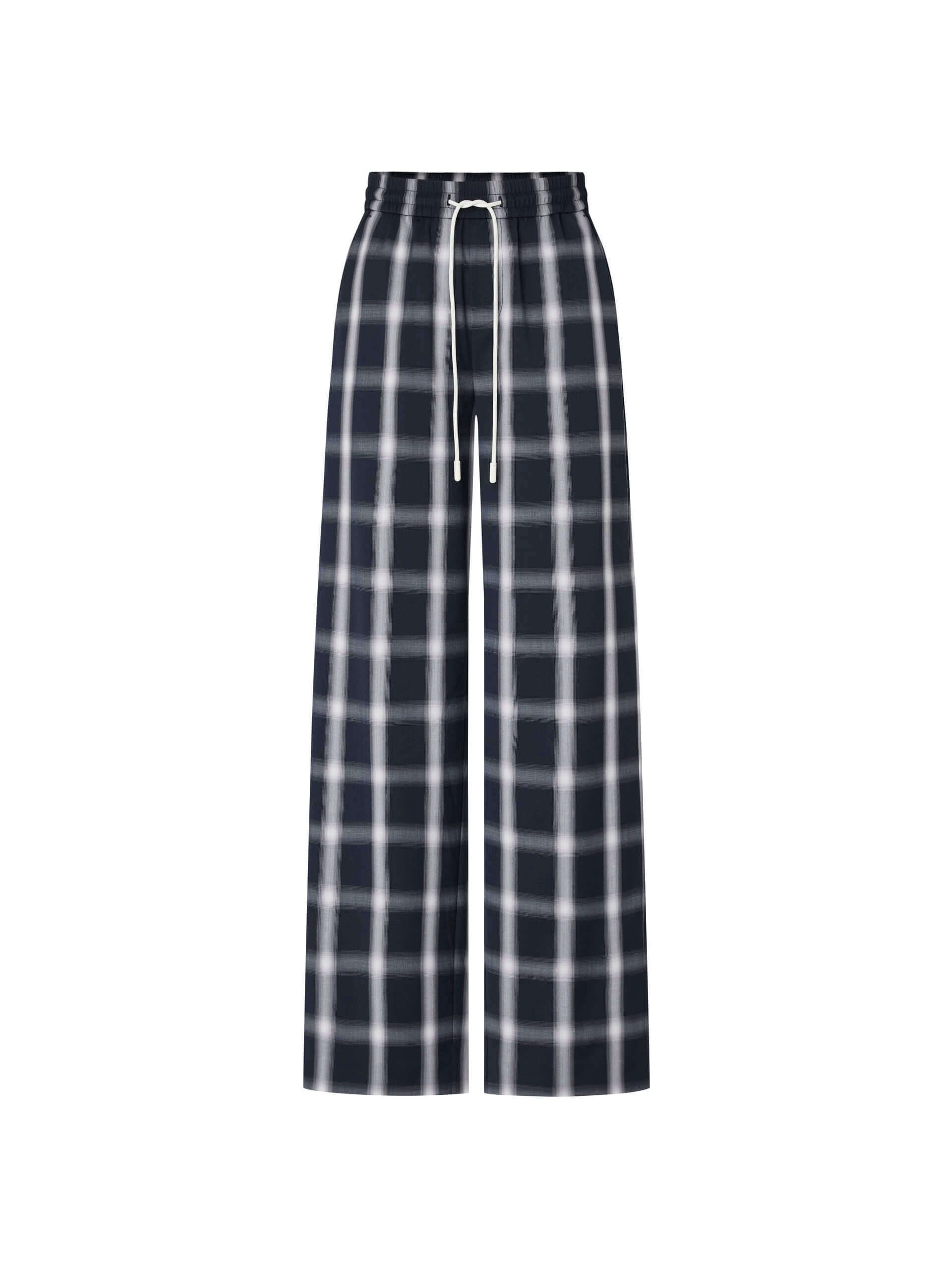 MO&Co. Women's Elastic Waist Causal Day-time Plaid Straight Leg Pants