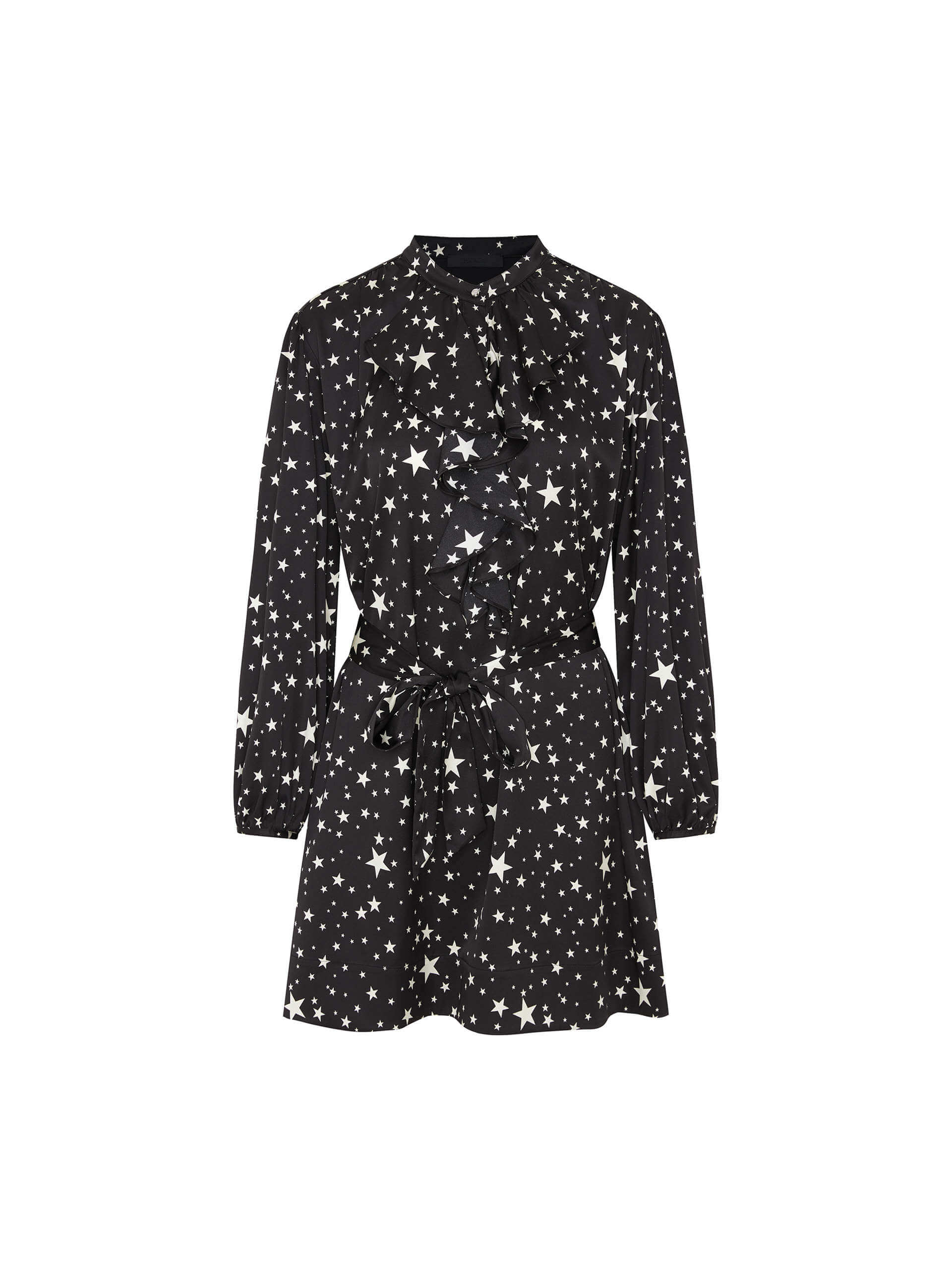 MO&Co. Women's Silk Blend Star Pattern Mini Dress in Black