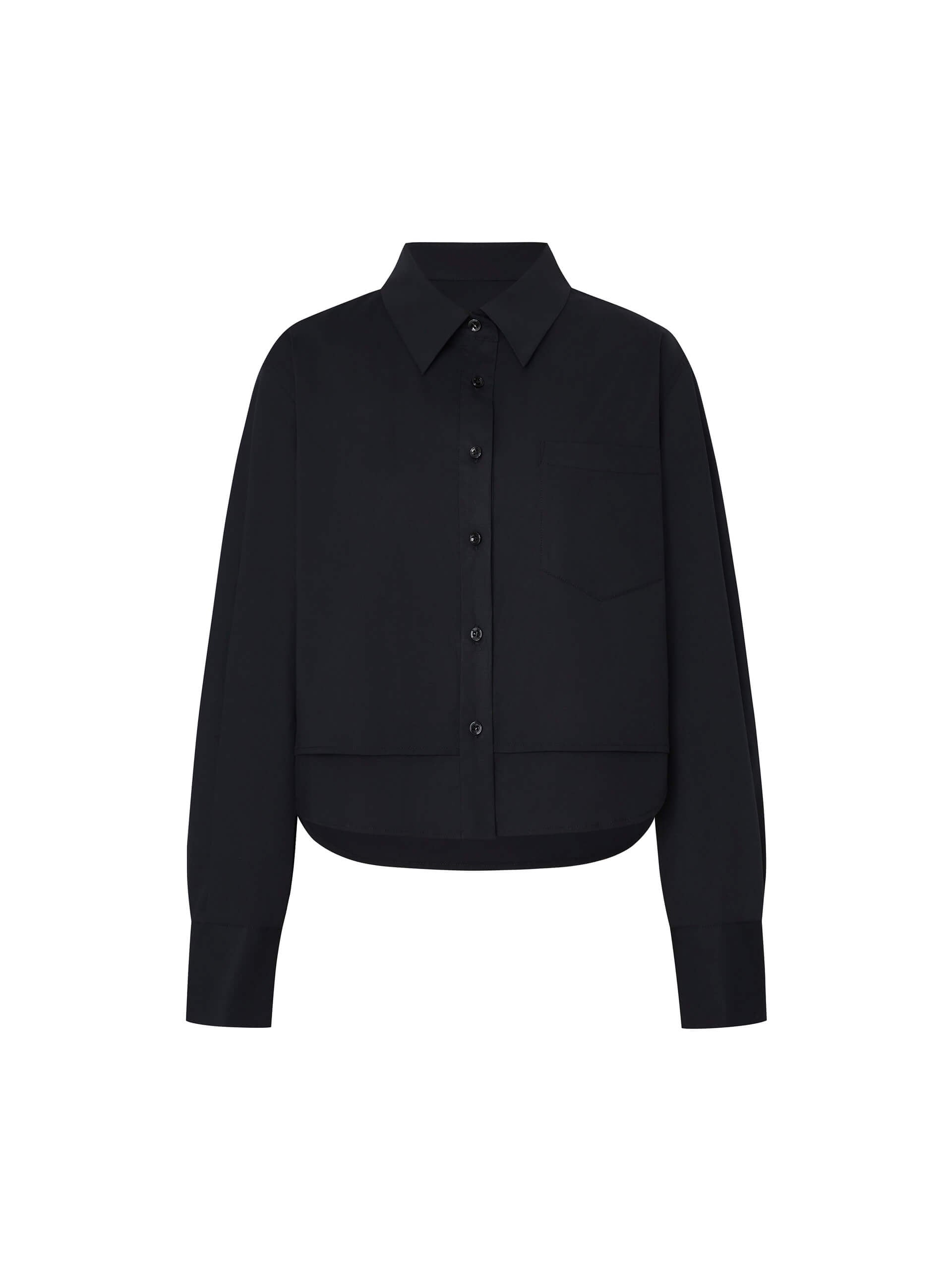 MO&Co. Women's Black Double Layered Regular Fit Shirt