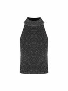 MO&Co. Noir Women's Sequins Textured Top. Crafted from high-quality materials, this stunning top features a slim, curve-hugging fit that enhances your figure.