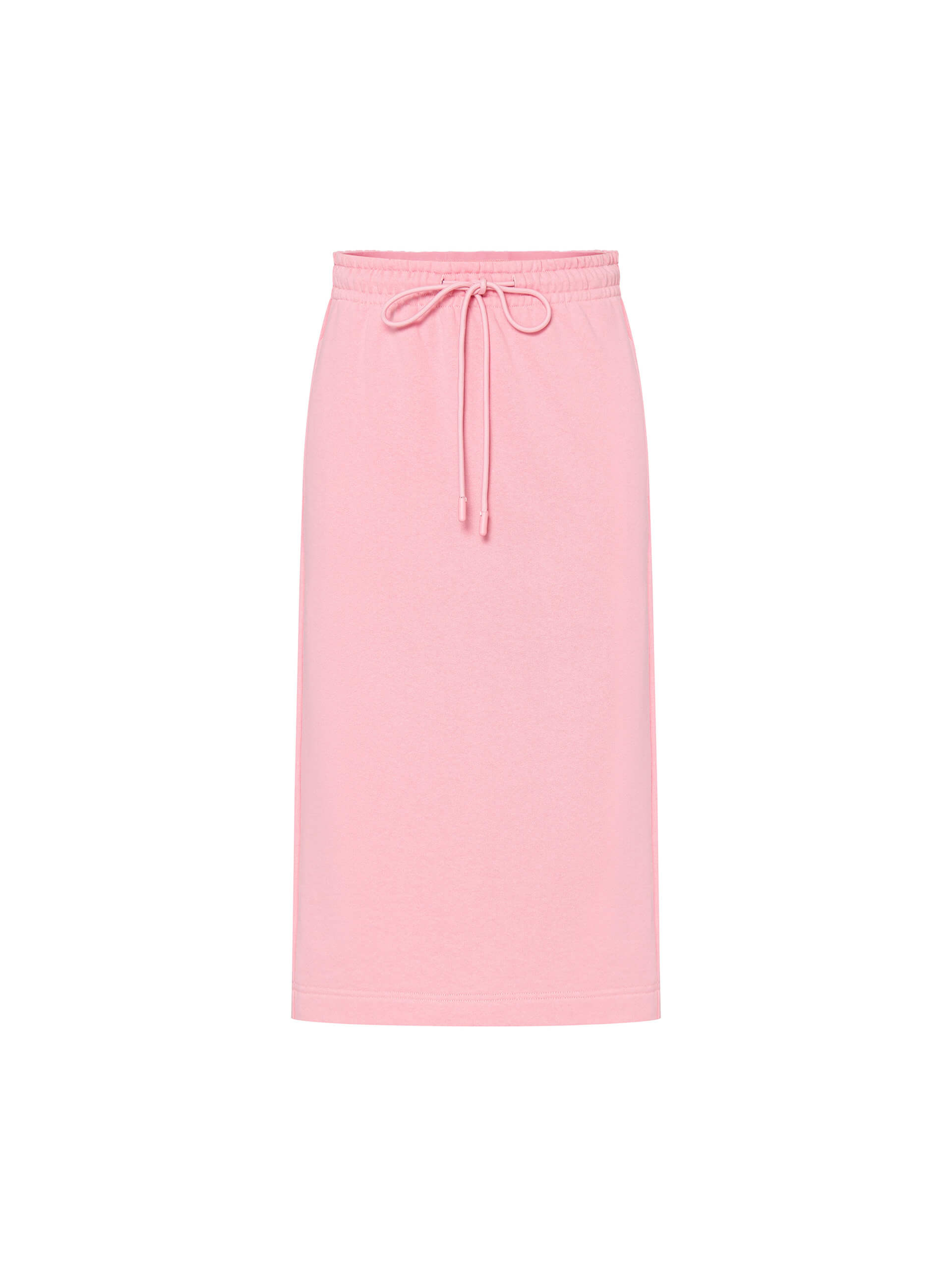 MO&Co. Women's Drawstring Waist Back Slit Casual Straight Midi Skirt Cotton in Pink