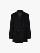 MO&Co. Noir Women's Structured Double Breasted Pure Wool Blazer Black