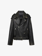 MO&Co. Noir Women's Retro Oversized Ovine Leather Biker Jacket