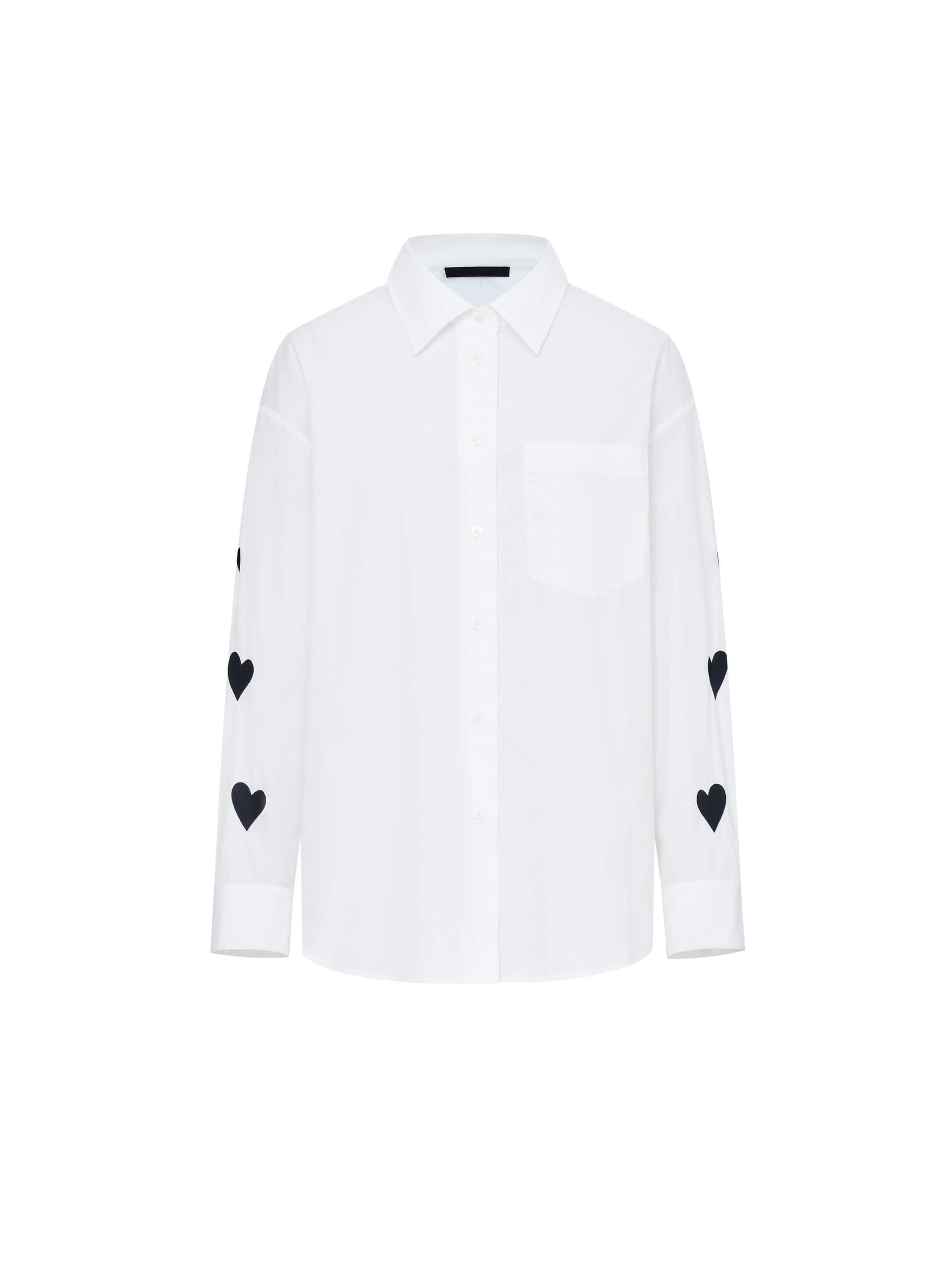 MO&Co. Women's Cotton Heart Pattern Embroidery White Shirt Blouse