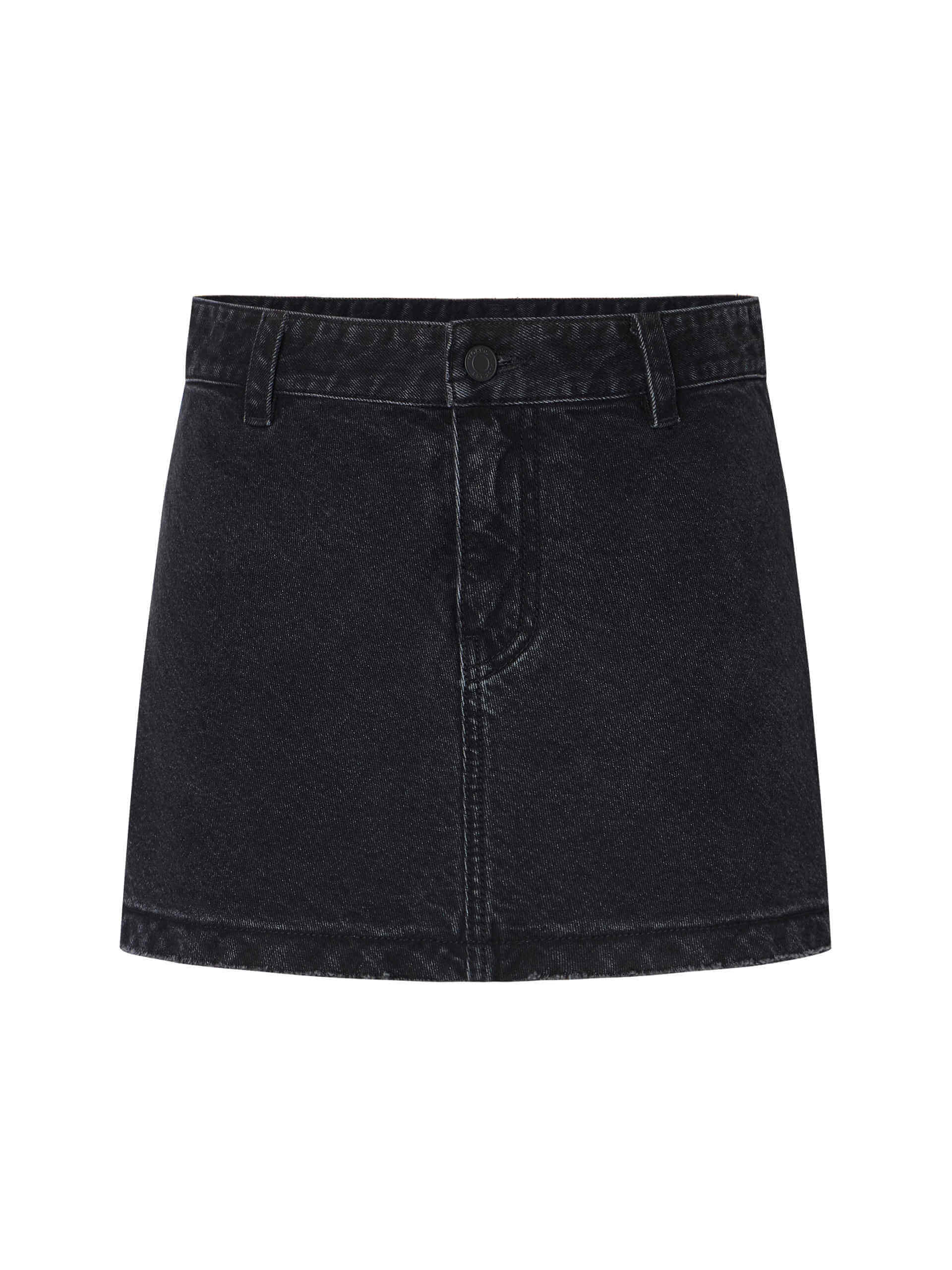 MO&Co. Women's Black A-line silhouette Cotton Denim Mini Skirt