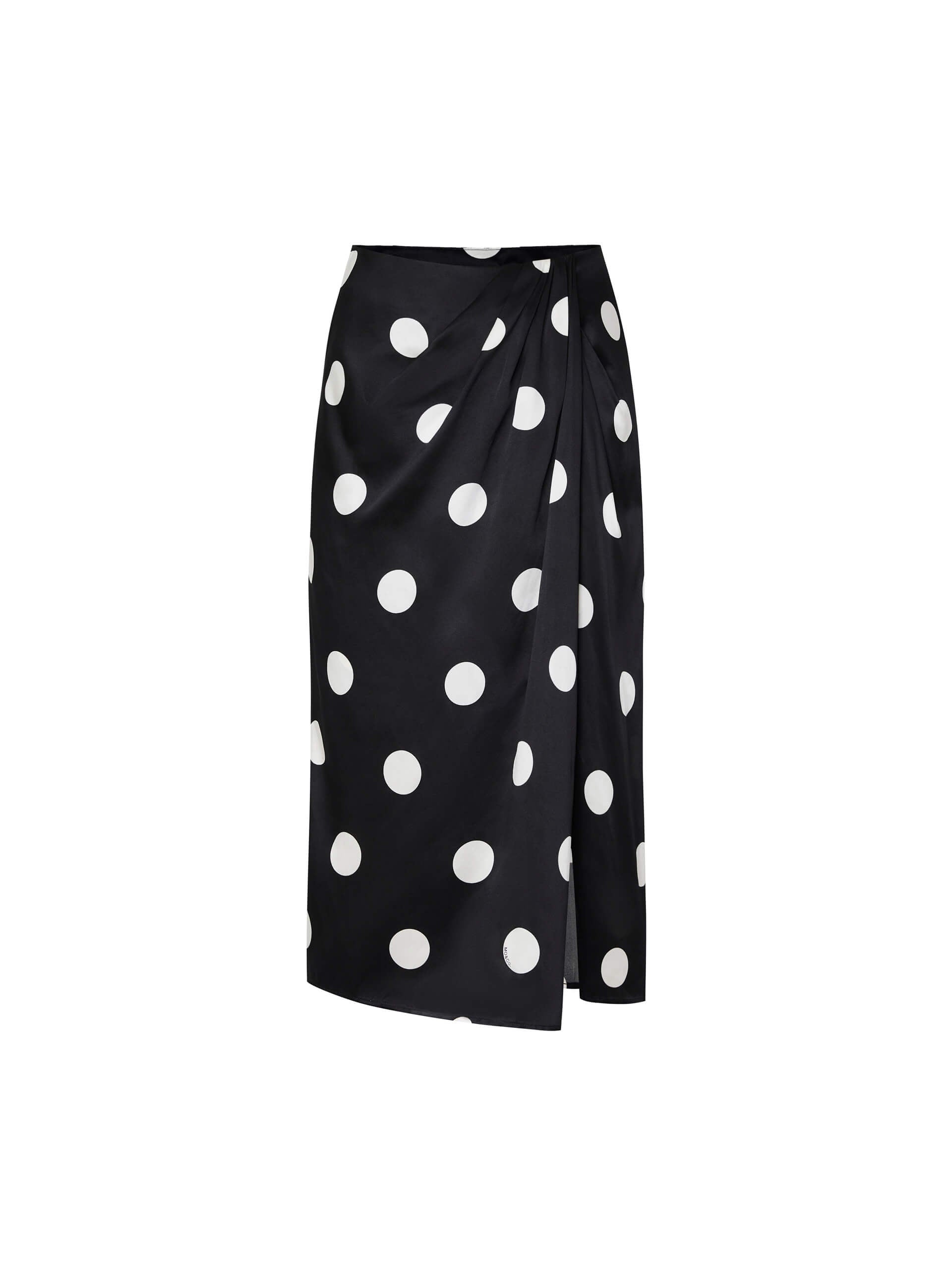 MO&Co. Women's Silk Blend Polka Dot Slit Midi Skirt