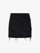 MO&Co. Noir Women's Feather Embellished Merino Wool Mini Skirt Black