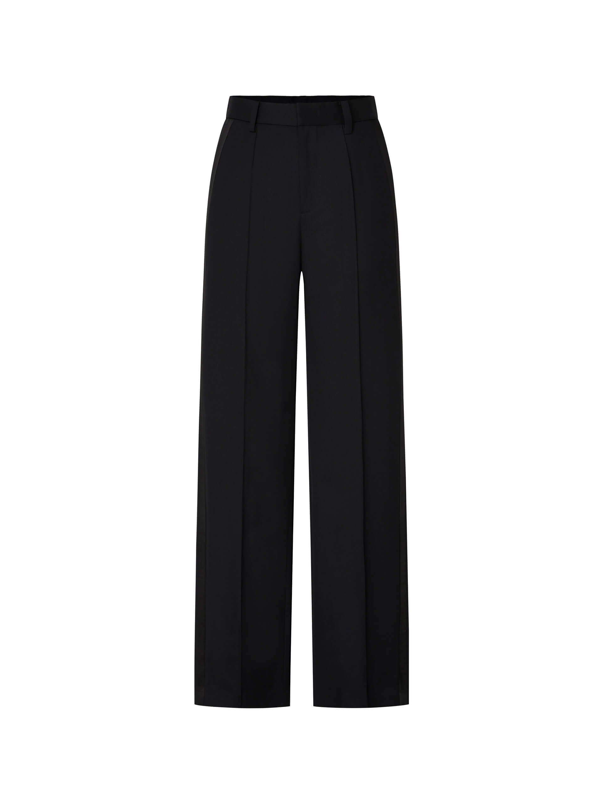 MO&Co. Women's Include Wool Straight Pants with Stain Side in Black