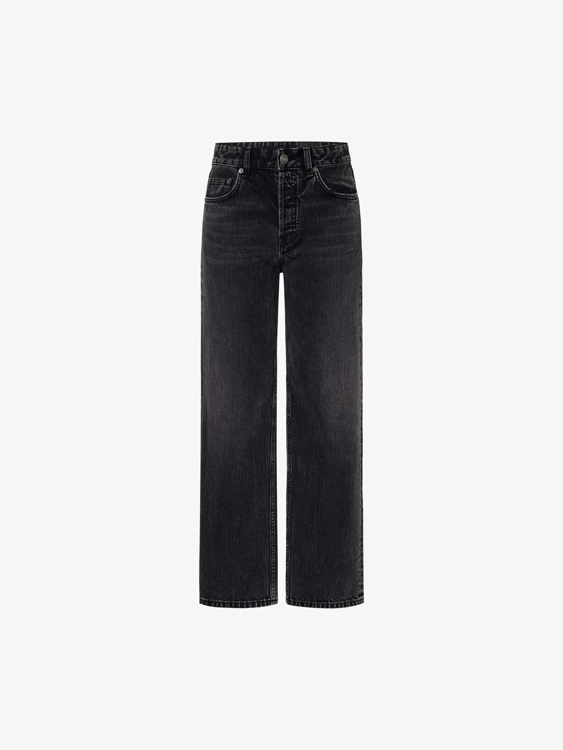 MO&Co. Noir Women's Button Closure Full Length Straight Jeans in Black