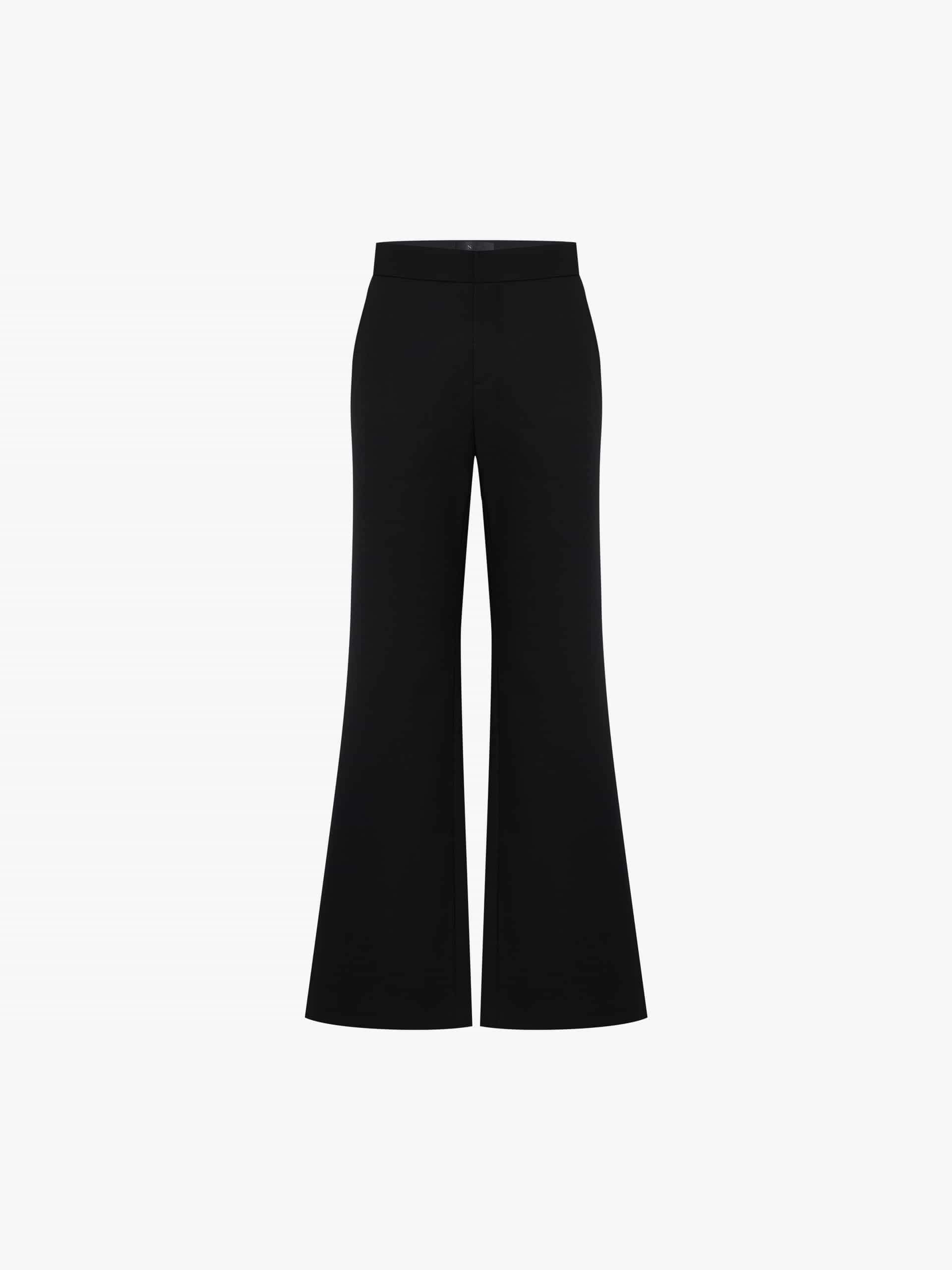 MO&Co. Noir Women's 100% Merino Wool Wide Leg Pants in Black