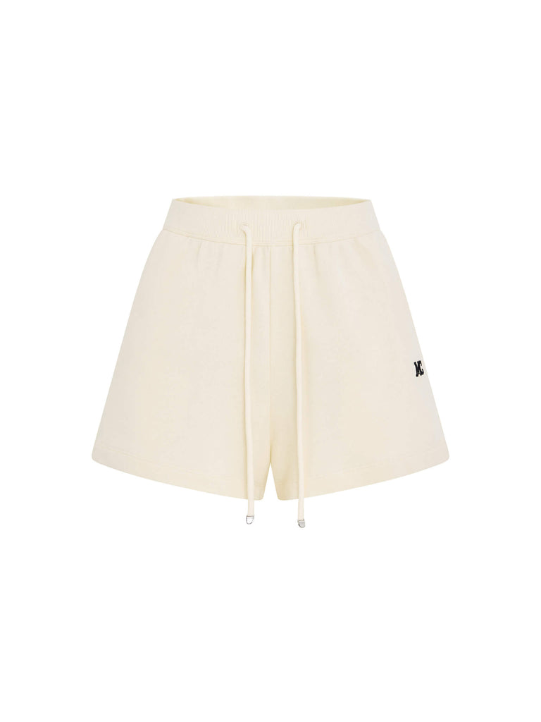 MO&Co. Women's Yellow Cotton Casual Drawstring Waist Sweat Shorts