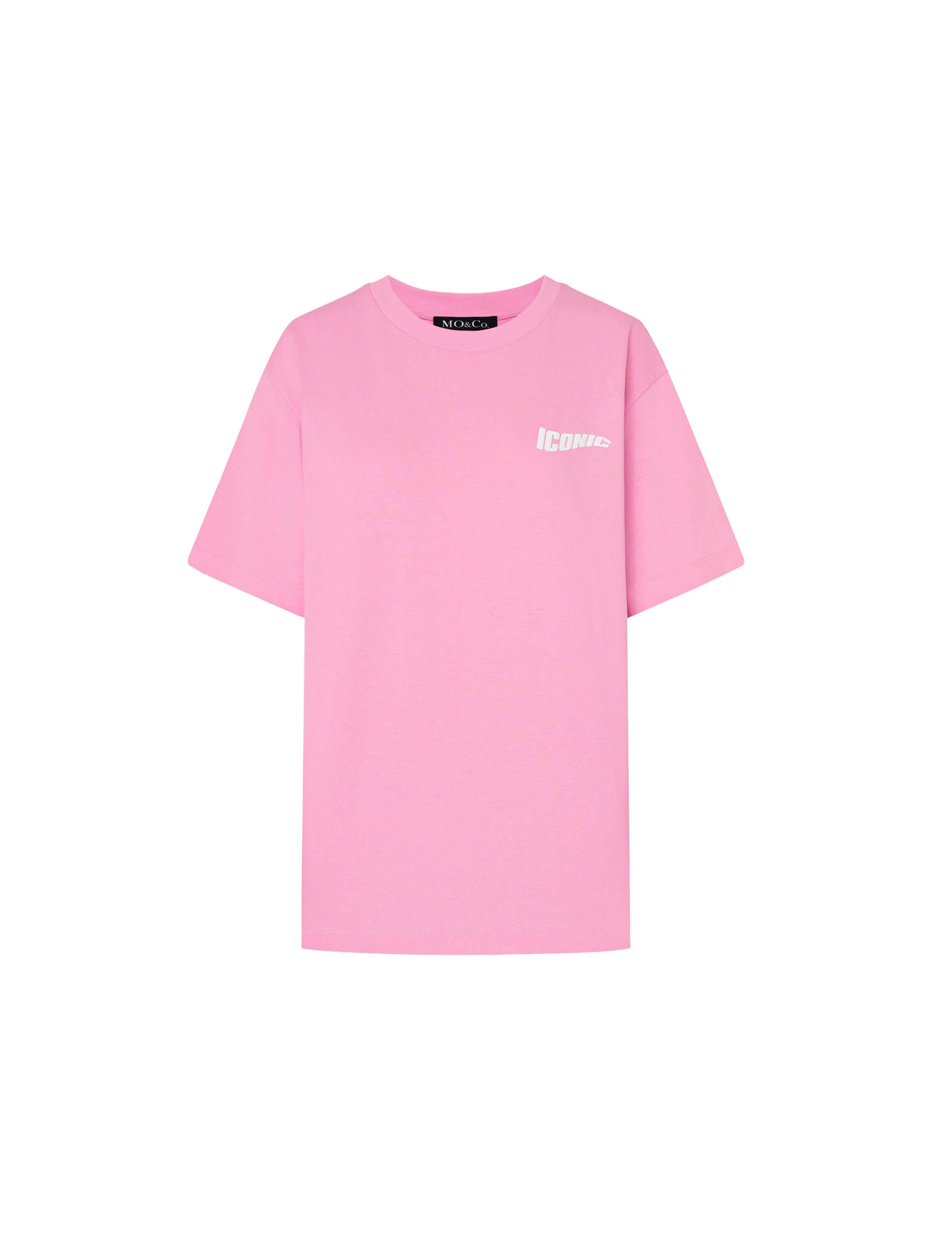 MO&Co. Women's Drop Shoulder Cotton Short Sleeves T-shirt in Pink